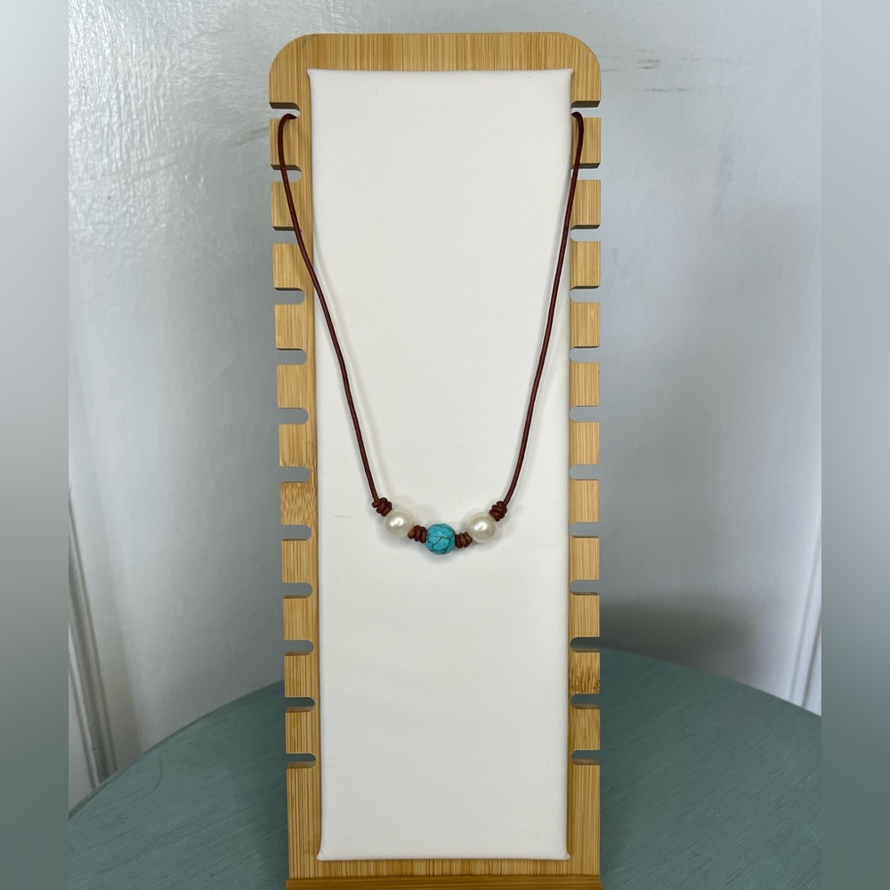 Elegant Turquoise and Brown Choker Necklace
